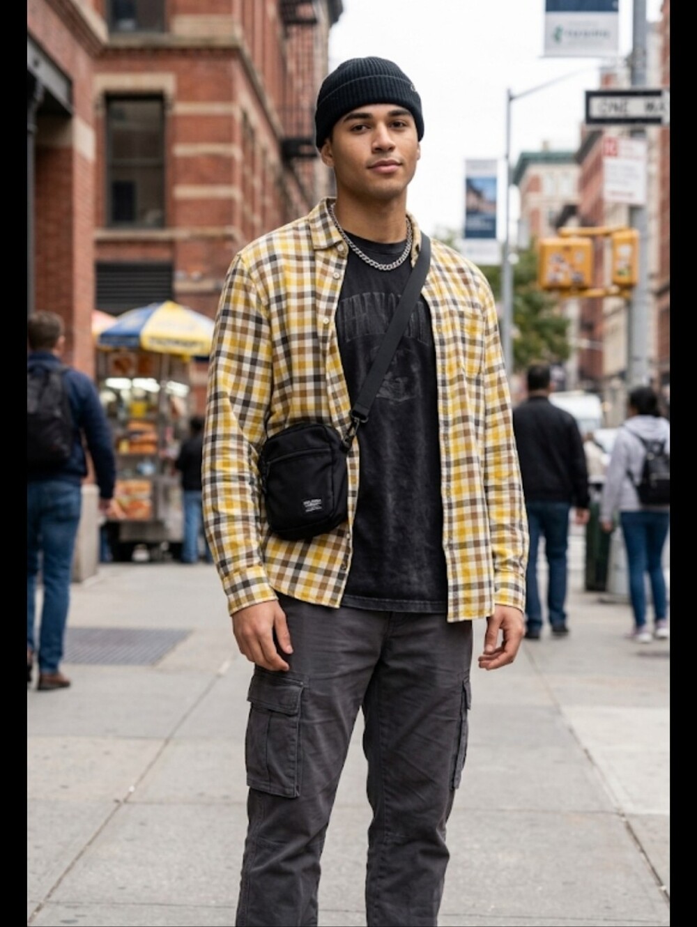 The North Face Men's Yellow, Brown & White Plaid Button-Down Shirt